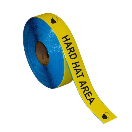 Floor Marking Message Tape, 2in X 100Ft , HARD HAT AREA